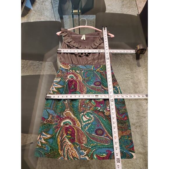 Maeve Women's Black Ruffle 100% Silk Scoop Neck Sleeveless Knee Length Dress 6 - Picture 10 of 12